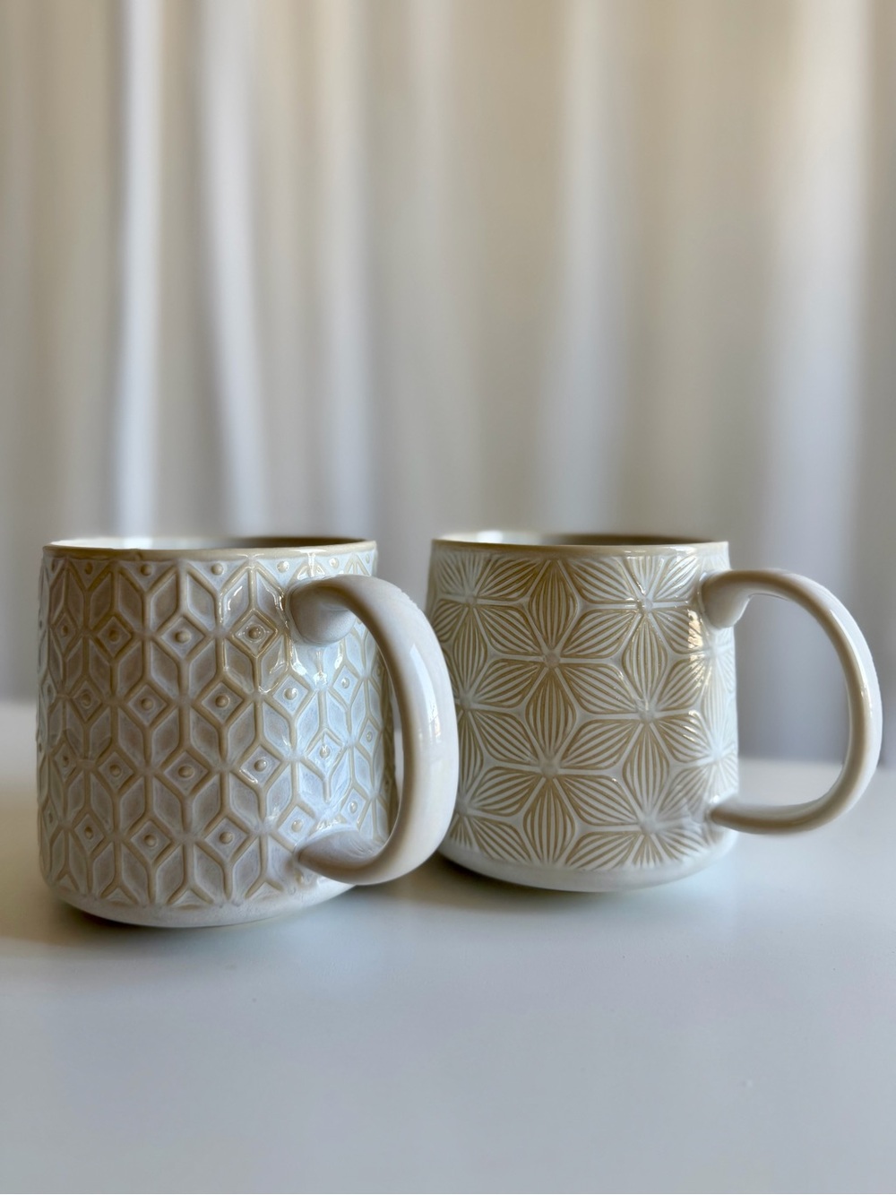 Ivory Textured Ceramic Mug Set - Pair